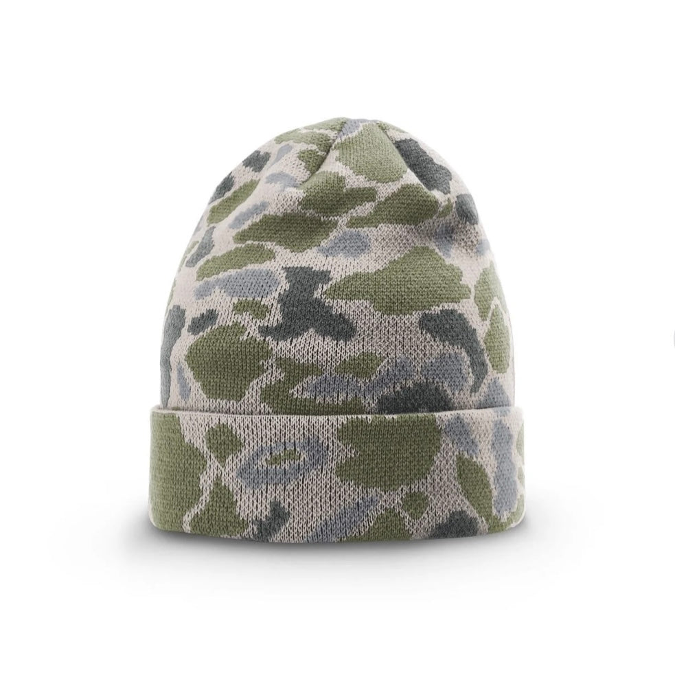 Legend Logo Richardson 126 Duck Camo Beanie Double-Layer Knit - GREEN.